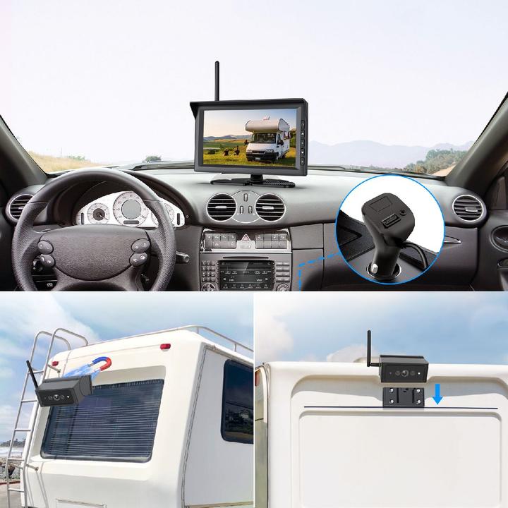 Produktbild AutoVox Solar Rückfahrkamerasystem Wireless 7" 12/24V