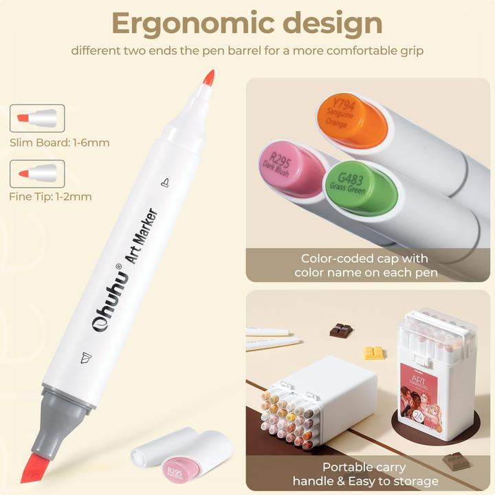 Actual product image Ohuhu Kaala art marker (Multicoloured, 6 mm, 24 x)