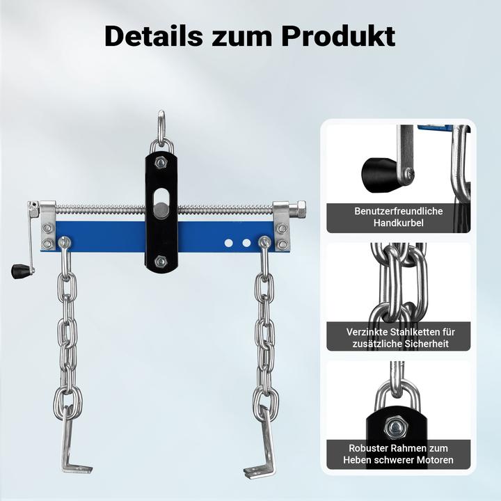 Produktbild Wiltec Balancierer bis 680kg Getriebeheber Stahl Motorheber Werkstattkran