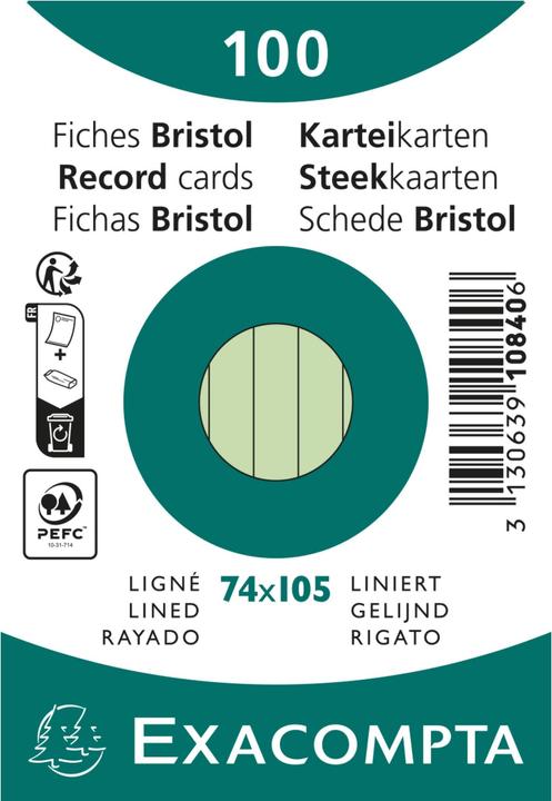 Produktbild Exacompta Karteikarten (74 x 105 mm, 205 g/m², 100 x)
