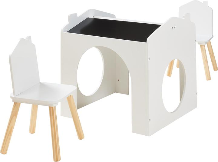 Actual product image En.Casa Zeichentisch für Kinder Romso Kindertischset mit 2 Stühlen Weiss (Child seating group)