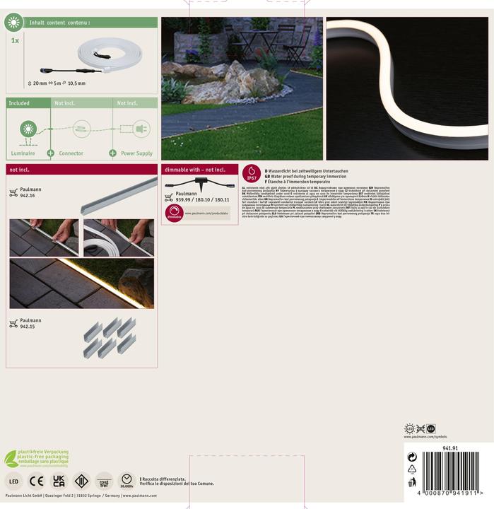 Actual product image Paulmann Plug & Shine LED Strip (Warm white, 500 cm, Outdoor)