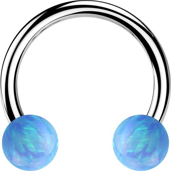 Produktbild Star Piercing Micro Circular Barbell silber mit zwei Kugeln Opal hellblau (Chirurgenstahl 316L, ohne Messing)