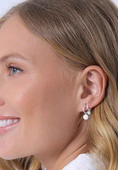 Actual product image Elli Earrings Creoles Plate Opal Gemstone Set of 2 925 Silver (Synthetic Opal, 925 sterling silver)