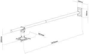 Art RAMP P-106B Holder Wall 100-200cm DO PROJEKTORA P-106B 15KG juoda (Mur)