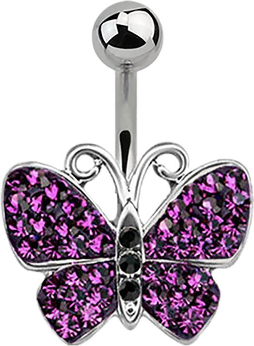 Produktbild Star Piercing Banane silber Schmetterling violett (ohne Messing, Chirurgenstahl 316L)