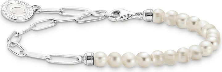 Immagine prodotto Thomas Sabo Bracciale Charm con perle bianche e catene d'argento (19 cm, Argento 925, Smalto)