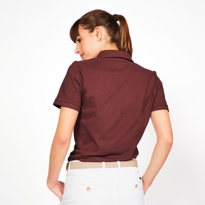 Produktbild Inesis Damen Golf Poloshirt kurzarm Baumwolle - MW500 dunkelbraun (XL)
