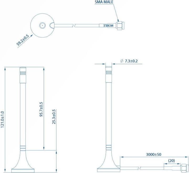 Actual product image Teltonika PR1KS210 - Mobile Magnetic SMA Antenna (GSM, 3G)