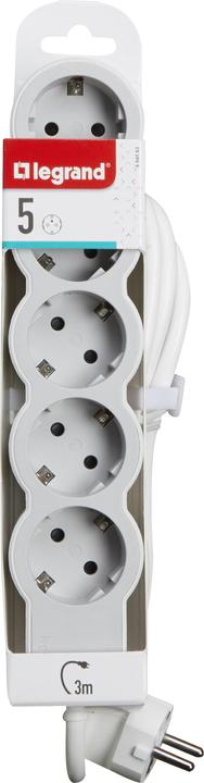 Image du produit Legrand Multiprise plate 5x prise, 3 mètres de câble blanc-gris 694563 (5 x, CEE 7/3, CEE 16/5, 3 m)