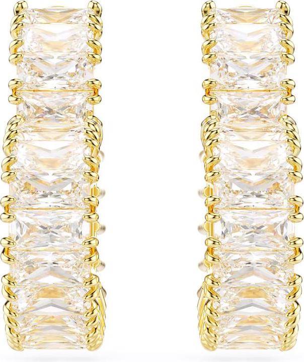 Actual product image Swarovski Matrix hoop earrings baguette cut heart small white gold (Swarovski Metal)