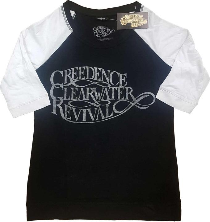 Creedence Clearwater Revival Vintage Logo (Black, White) Raglan (Girlie)