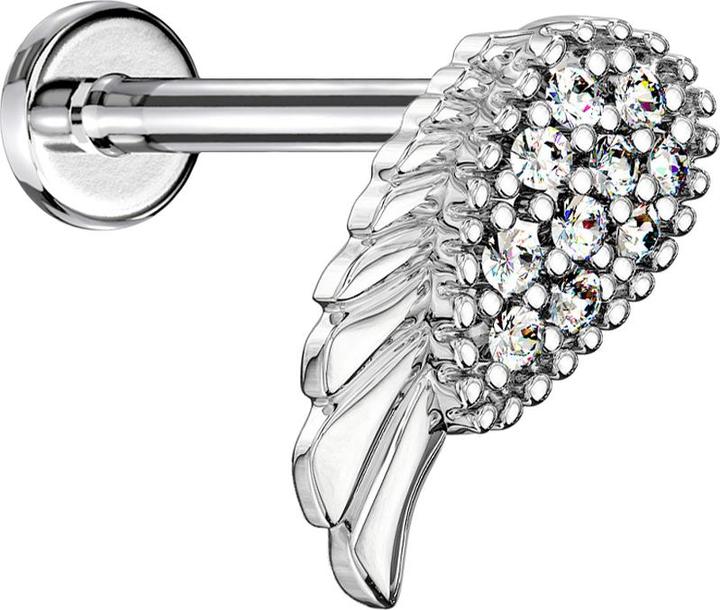 Star Piercing Micro Labret Innengewinde silber Engelsflügel (Messing, Chirurgenstahl 316L)