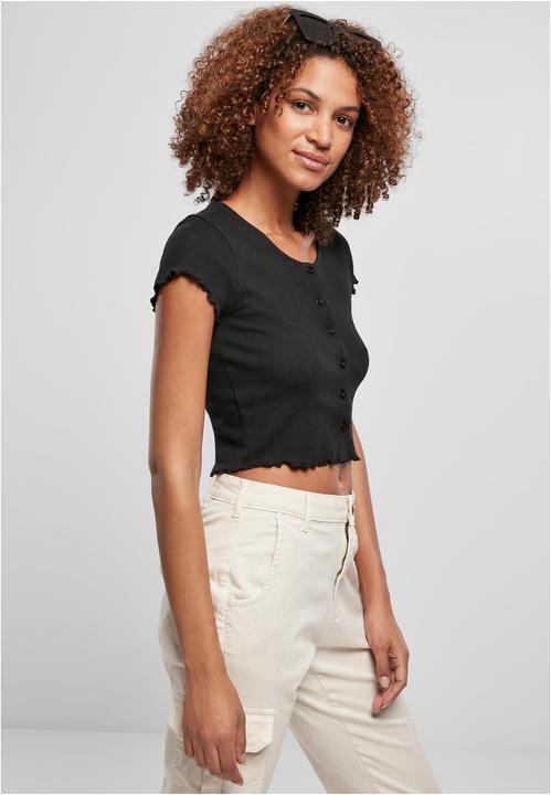 Image du produit Urban Classics Ladies Cropped Button Up Rib Tee (XL)