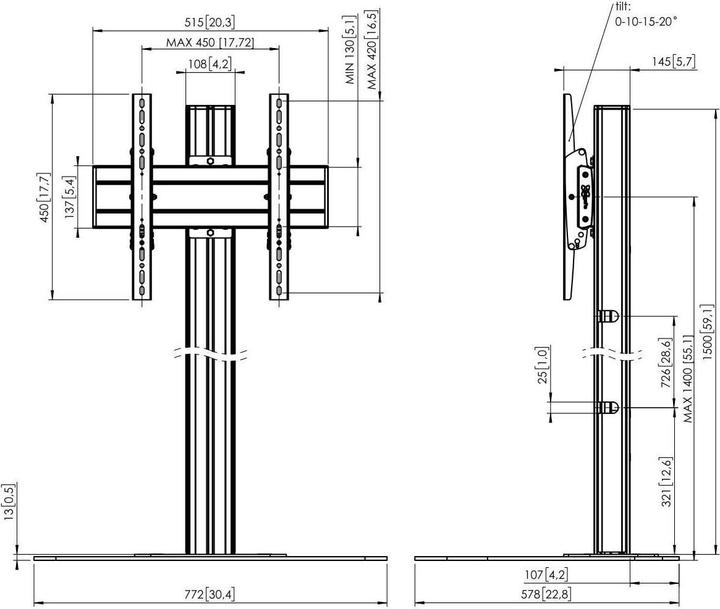 Actual product image Vogels Stand F1544B Black (Universal, 65", 80 kg)