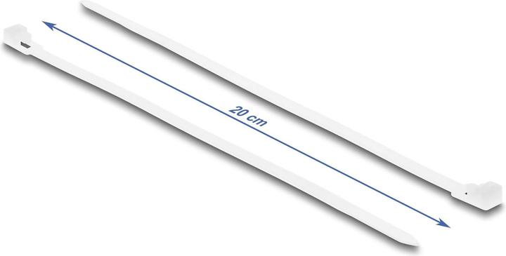 Image du produit Delock Colliers de serrage réutilisables L 200 x l 4,8 mm 100 pièces blanc (Serre-câbles en plastique, 200 mm, 100 pcs)
