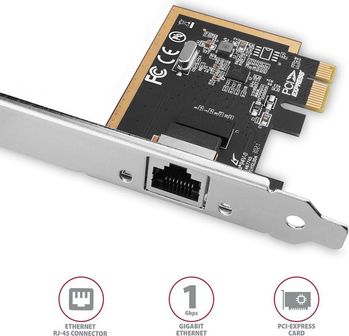 Produktbild Axagon PCEE-GRF PCI-Express Gigabit Ethernet Realtek 8111F + LP (Mini PCI Express)