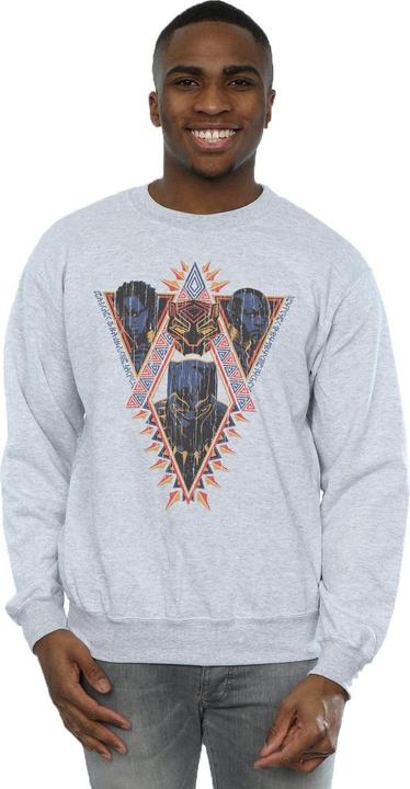 Actual product image Mens Black Panther Tribal Heads Cotton Sweatshirt (L)