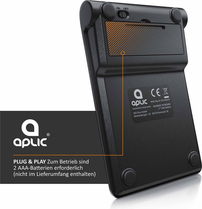 Immagine prodotto Aplic Bluetooth Numpad (Tastierino numerico, Senza fili)