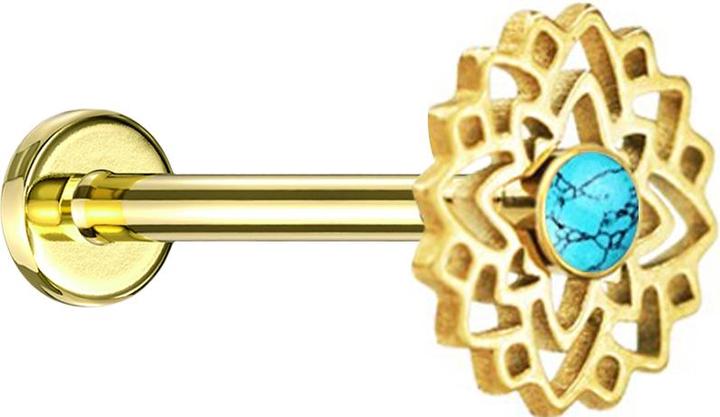 Produktbild Star Piercing Flared Tunnel schwarz Totenkopf mit Schlange links (ohne Messing, Mineralisch, Chirurgenstahl 316L)