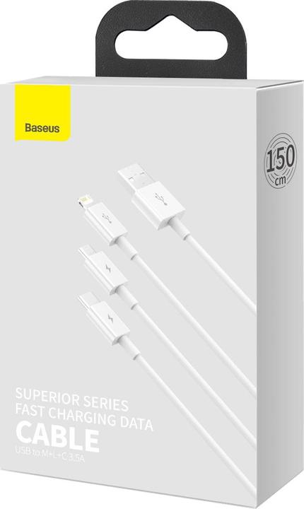 Actual product image Baseus 3 in 1 Multicharger USB-Cable (1.50 m, USB 2.0)