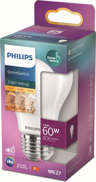 Actual product image Philips Professional Lamp 2 W to 8 W (60 W) E27 variable colour temperature (E27, 7.50 W, 806 lm, 1 x, F)