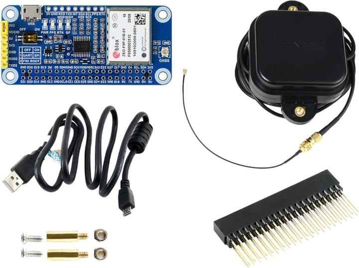 Actual product image WaveShare GPS-RTK uBlox ZED-F9P HAT for Raspberry Pi