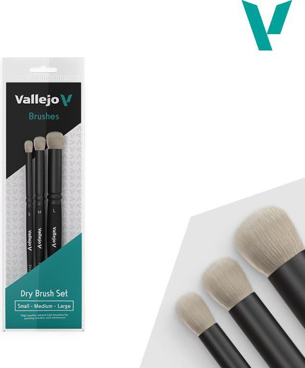 Image du produit Vallejo Brush Set / Dry Brush - Dry Brush Set - Cheveux Naturels (S, M & L)