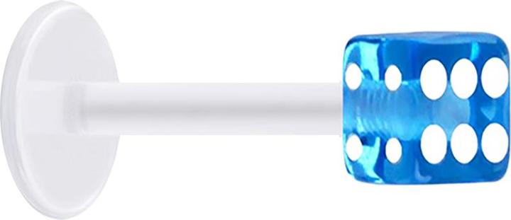 Produktbild Star Piercing Micro Labret transparent mit Würfel hellblau transparent (ohne Messing, Acryl, Bioflex)