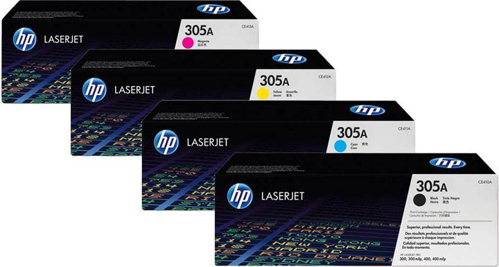 Actual product image HP Original 305A / CE410A SET set with all four colours (M, FC, C, Y)