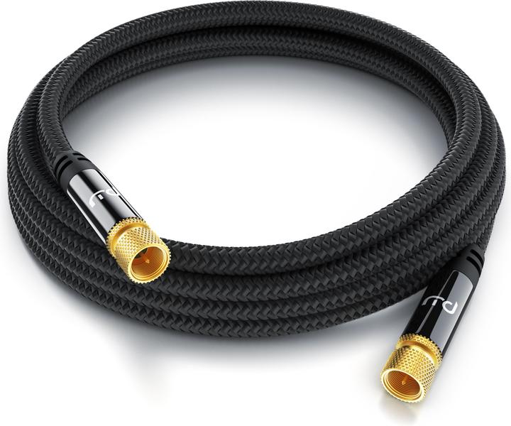 Image du produit Primewire Câble satellite HDTV avec gaine en tissu, câble SAT, 135dB 75 ohms, 8k, 4k, HDTV, connecteur F, noir (135 dB, Câble d'antenne)