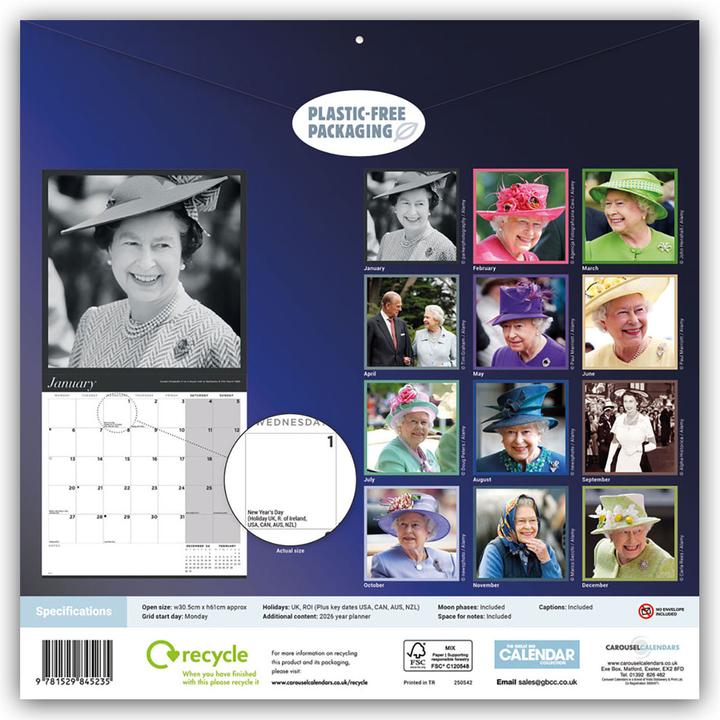 Image du produit Queen Elisabeth II - Reine Élisabeth II 2025 - Calendrier mural (305 x 305 mm, Anglais)