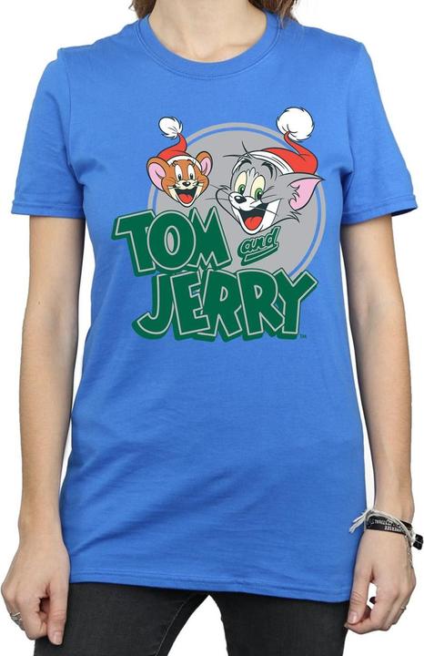 Actual product image Tom & Jerry Womens/Ladies Christmas Greetings Cotton Boyfriend T-Shirt (M)