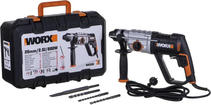 Productafbeelding Worx Klopboormachine sds + 800w 2,5j, koffer WX339 (Elektrische stroom)