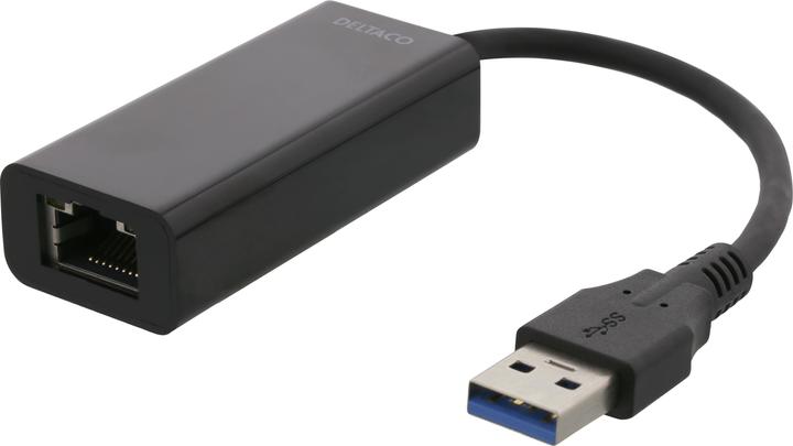 Image du produit Deltaco Hub 1xRJ45, 1xUSB 3.0, noir (USB, RJ45 (1x))