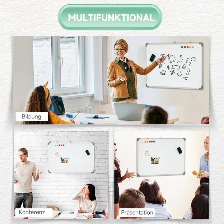 Produktbild Homcom Whiteboard mit Trockenwischer, Magneten und Stiften (90 x 60 cm)
