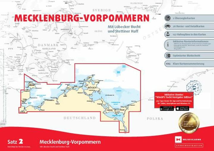 Produktbild Sportbootkarten Satz 2: Mecklenburg-Vorpommern (Ausgabe 2025)