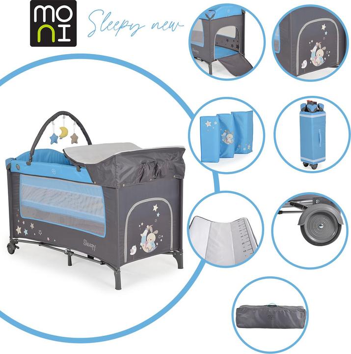 Actual product image Moni Travel cot Sleepy with wheels