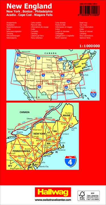 Actual product image New England Road Map 1:1 million, Road Guide No. 4
