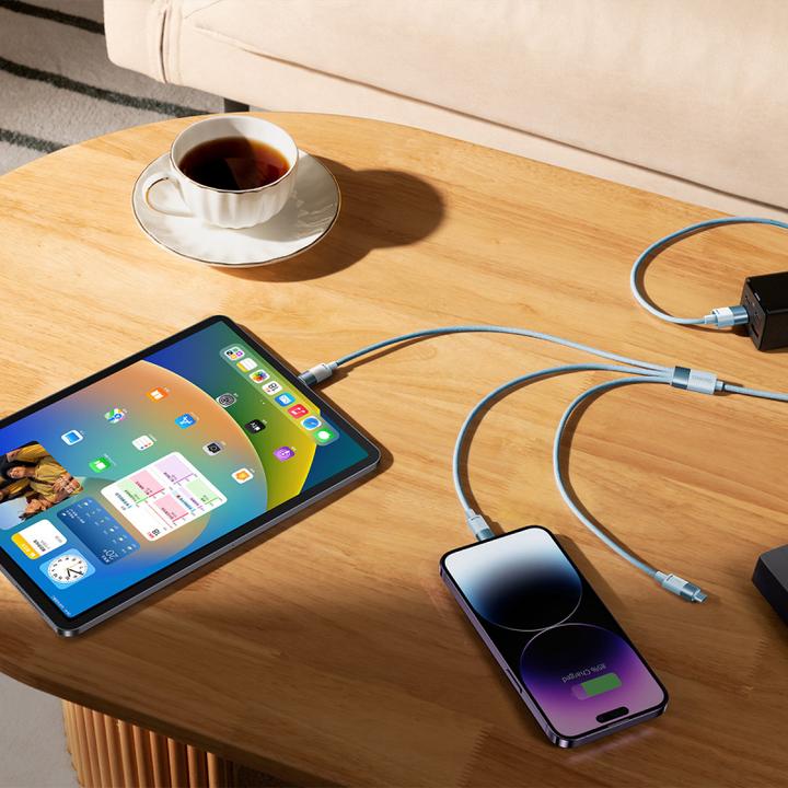 Produktbild Baseus 3in1 USB cable StarSpeed Series, USB-C + Micro + Lightning 3,5A, 1.2m (Blue) (1.20 m, USB 3.0)