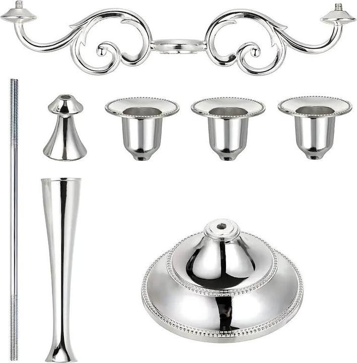 Image du produit Cbx Kerzenständer 3 Köpfe, Kerzenleuchter 3-armig, Kerzenhalter Silber