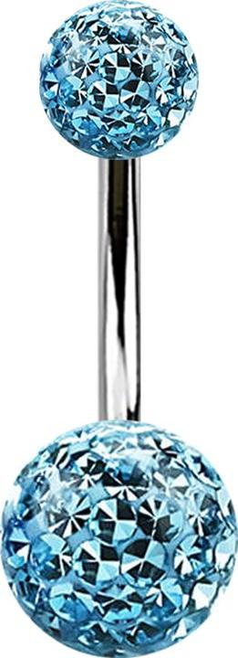 Produktbild Star Piercing Banane silber mit zwei Kristall Kugeln aqua Epoxy Schutzschicht (Titan G23, ohne Messing)