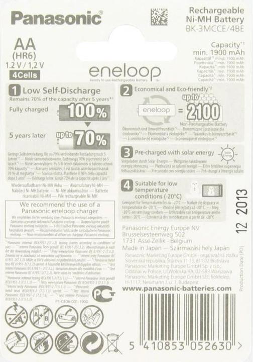 Actual product image Panasonic Eneloop BK-3MCC AA Tray 4 pieces and LCD charger BC 700 (4 pcs., AA, 2000 mAh, Battery + charger)
