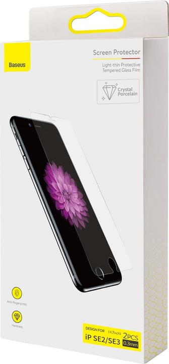 Actual product image Baseus iPhone SE 20/22 / 8 / 7 - 2 pcs. Armoured glass front protective film (2 Piece, Apple iPhone SE (2nd Gen), Apple iPhone SE (3rd Gen))