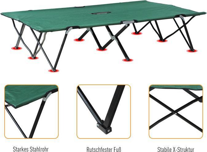 Actual product image Swisshandel24 Folding camping bed for 2 people Camp bed Folding bed with carrying bag, load capacity up to 136 kg