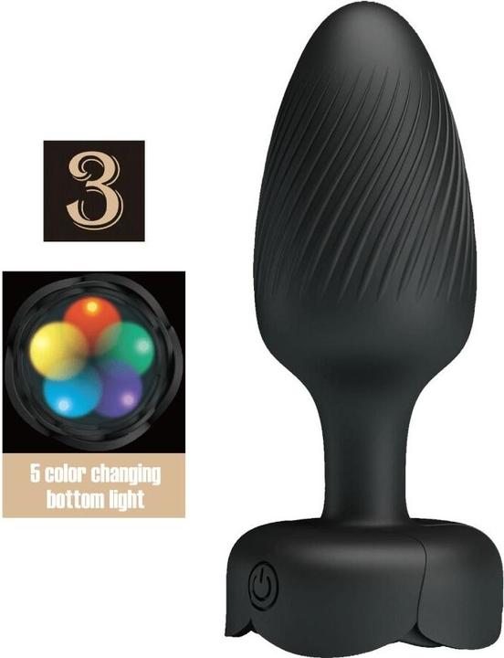 Produktbild Pretty Love - Osborn Anal Plug Mit LED Licht Schwarz 9,8 cm