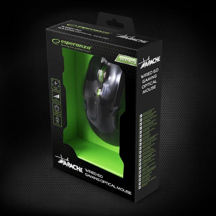 Actual product image Esperanza EGM403G - 5901299925478 EGM403G MX403 APACHE - with cable 6D GAMING Optical mous (Cable)