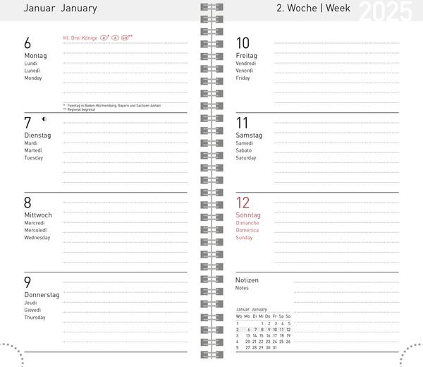 Nährwerte und Zutaten Taschenkalender Wochentimer Small Blau 2025 (Deutsch)
