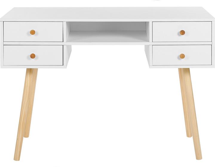 Image du produit Beliani Bureau blanc 110 x 55 cm 4 tiroirs LEVIN (110 x 55 x 78 cm)