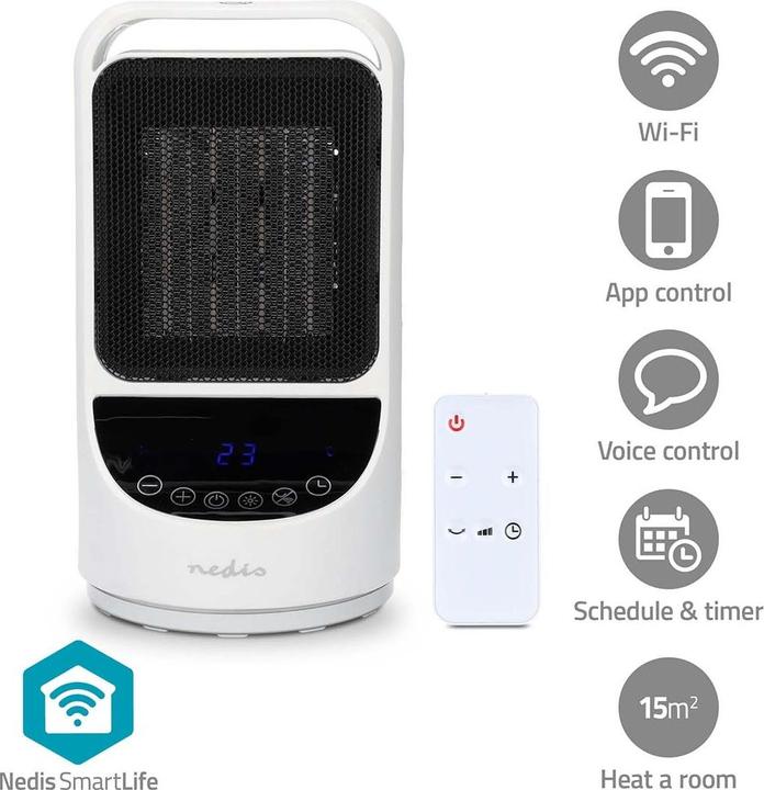 Produktbild Nedis SmartLife Keramik-PTC-Heizlüfter | Wi-Fi | 1500 W | 2 Wärmeeinstellungen | Oszillation | Anzei (1500 W)